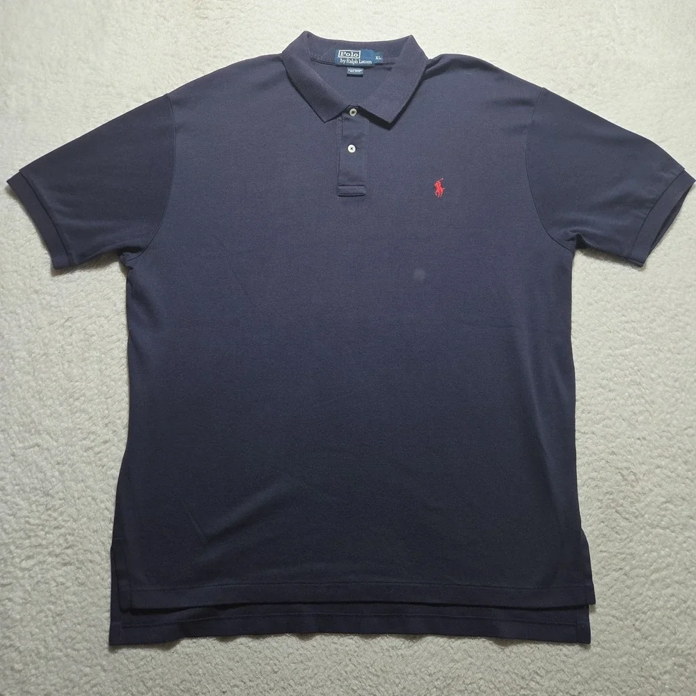 Vintage 90s Polo Ralph Lauren Polo Shirt Mens XL Blue Short Sleeve Soft Cotton